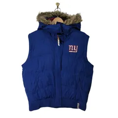 Reebok NFL TEAM APPREL リーボック エヌエフエル 中綿ベスト GIANTS フード収納可 インドネシア製 WOMAN'S Lサイズ ブルー