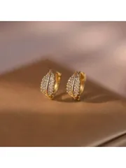 ジュエリー レディース イヤーアクセサリー 1ペア S925 純銀 金めっき フレンチ クラシックデザイン 葉っぱ形 女性用 スタッドピアス