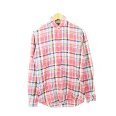 ポロ ラルフローレン POLO RALPH LAUREN ネルシャツ レギュラー 長袖 コットン チェック 総柄 XS ピンク /AH16 ■GY44