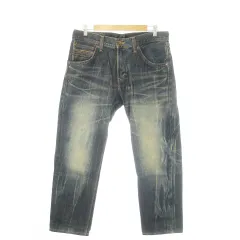 エドウィン EDWIN デニムパンツ ジーンズ ストレート ヴィンテージ加工 34 紺 ネイビー /AO22 ■GY12