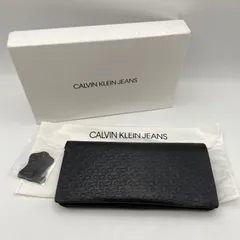 Calvin klein Jeans カルバンクラインジーンズ 二つ折り長財布 ウォレット レザー ブラック （ME76-3910)
