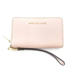 マイケルコース MICHAEL KORS 長財布 ラウンドファスナー ロゴ PVC ピンク /JS ■GY18