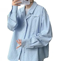 テーラードカラーシャツブルゾン メンズ トップス シャツ ブラウス ストライプシャツ カジュアルシャツ シャツジャケット 長袖 春 コーデ カジュアル ビジネス 開襟 ビッグシルエット メンズファッション