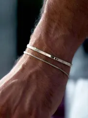 ジュエリー メンズ ブレスレット セット メンズブレスレット2個セット ステンレス製 シルバー チェーン・オープンバングル