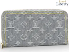 【ほぼ新品】ルイヴィトン LOUIS VUITTON モノグラムデニム ジッピーウォレット ラウンドファスナー長財布 ウォッシュドグレー デニム レザー M13214