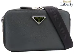 【超美品】プラダ PRADA ブリック サフィアーノレザー バッグ トライアングル 斜め掛け ショルダーバッグ メッセンジャーバッグ ポシェット NERO ブラック レザー 2VH173