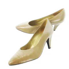 イヴサンローラン YVES SAINT LAURENT パンプス ハイヒール ポインテッドトゥ レザー 革 35.5 22.5cm ベージュ 茶 ブラウン /CK12 ■GY99