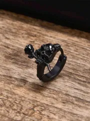 ジュエリー メンズ イヤーアクセサリー 1個 ファッショナブルなヴィンテージゴシックステンレス鋼スカル&ローズ装飾イヤーカフ&ピアス、日常着、ハロウィン、仮面舞踏会、バレンタイン、母の日、ギフト用