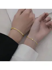 ジュエリー レディース ブレスレット セット 2個セット シンプルなハートデザイン カップルブレスレット、デート、バカンス、パーティー、デイリーウェア、バレンタインデーのギフトに最適(サイズ長め)