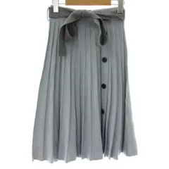 アプワイザーリッシェ Apuweiser-riche プリーツスカート ニット ひざ丈 イージー ベルト付き 1 青 ブルー グレー /XZ ■GY99