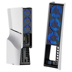 新型 PS5 Slim用 冷却ファン KIWIHOME PS5 Slim用 冷却 PS5スリム用 冷却ファン 自動温度検出 風速調整可能 LEDライト USB 3.0 低騒音 熱対策 PS5 周辺機器 アクセサリー プレステ5 slim用冷却 ディスクshun