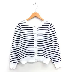 ナノユニバース nano universe カーディガン ニット ボーダー パールボタン 長袖 F ホワイト ブラック 白 黒 /TT