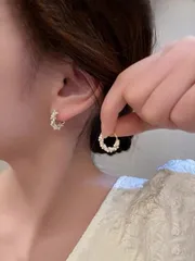 ジュエリー レディース イヤーアクセサリー パール付きイヤリング 輪形 大小2サイズセット シルバー950製