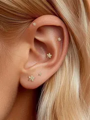 ジュエリー レディース イヤーアクセサリー セット 925スターリングシルバー 3つの花 ドロップピアス 女性用 18Kゴールドメッキ 6個セット パーティー・母の日プレゼントに最適なファインジュエリー