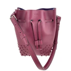 TOD’S トッズ ウェーブ スモール バケットバッグ ショルダーバッグ レディース レザー ワインレッド 中古