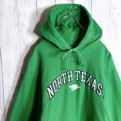 【入手困難】90s Vintage 古着 NORTH TEXAS グリーン リバースタイプ ヘビーウエイト スウェット パーカー #g16