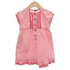 ミキハウス mikihouse ワンピース 半袖 ミニ 100 赤 レッド 白 ホワイト ギンガムチェック フリル レース /GV