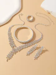 ジュエリー レディース セット クリスタル製 冠ネックレス ピアス リング ブレスレット 4個セット、誕生日/パーティー/パフォーマンスに合わせたウェディング/ブライダルアクセサリー、ウェディングヘッドピース ベー
