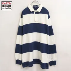 90s vintage RALPH LAUREN ボーダー柄 ラガーシャツ メンズ 表記XLサイズ