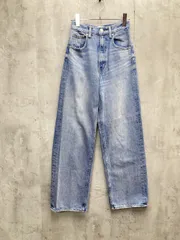 AZUL BY MOUSSY アズールバイマウジー ハイウエスト ワイド デニムパンツ ユーズド加工 美脚 脚長シルエット sizeXS/青 ■■ レディース