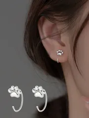ジュエリー レディース イヤーアクセサリー 1ペア 上品 S925スターリングシルバー ミニ猫の爪デザイン フープピアス ヒポアレルジック ジュエリー 優雅なレジャーファッション レディース デイリーウェア