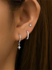 ジュエリー レディース イヤーアクセサリー セット 3個セット 不規則なジルコニア 925スターリングシルバー ピアス レディース ピアシング フープピアス 結婚式 ブライダルジュエリーに適しています