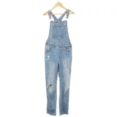 ギャップキッズ GAP KIDS DENIM サロペット オーバーオール デニム スキニー ダメージ加工 女の子 ガールズ 150cm XL Regular 青 ブルー /AH1 ■GY99