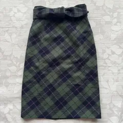 Rhythme KUMIKYOKU リズムクミキョク ウール100% チェック タイトスカート 2 M ベルト付き