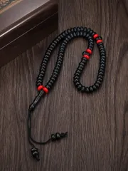 ジュエリー メンズ ブレスレット 1個 99個アクリルビーズ、ファッショナブルなタッセル、黒とレッドの手作りブレード編みブレスレット、個性的なビーズデコレーションメンズギフト