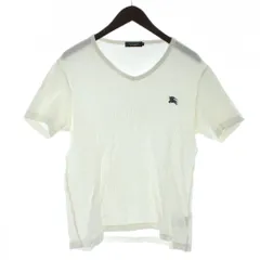 バーバリーブラックレーベル BURBERRY BLACK LABEL Tシャツ ワッフル生地 2 白 ホワイト Vネック 半袖 ロゴ刺繍 /KW ■GY99