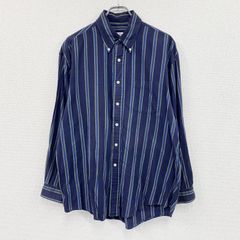 古着 used BROOKS BROTHERS ブルックスブラザーズ 長袖シャツ ボタンダウンシャツ ストライプ 紺 ネイビー Lサイズ