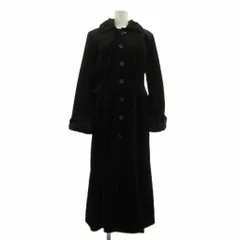 NCB ステンカラーコート アウター フェイクファー ボア ロング 総裏地 黒 ブラック /XZ ■ECD001