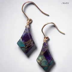 No.871✨天然石✨ブルーパープルコッパーの一粒ピアス　イヤリング