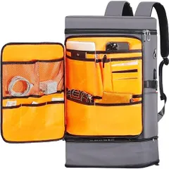 [AISFA] リュック メンズ 大容量 スポーツリュック 旅行 リュックサックビジネスリュック スクエア型 バックパック 防水17インチPC 2層式 拡張機能 靴/弁当収納 USB充電ポート付き 30L アウトドア登山 通勤 学生 防災 男女兼用(ライトグレ