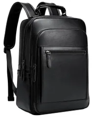 [Bahoes] ビジネスリュック メンズ 防水 軽量 A4 15.6インチノートPC収納 バックパック 通勤 出張 人気 おしゃれ 多機能 PUレザー ブラック