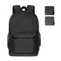 [pack all] 軽量バックパック 折りたたみ リュック撥水加工 ハイキングデイパック 18L コンパクト アウトドア 旅行 便利グッズ（ブラック）