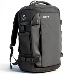 [AISFA]【大容量×多収納35L】リュック メンズ リュックサック 防水 ビジネス 17.3インチPC収納 180°開閉 USB充電ポート付き 多機能 防災 バックパック 通学 通勤 旅行 アウトドア