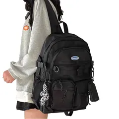 【ZESU】韓国 リュック レディース 大容量 通学 リュックサック 高校生 学生 軽量 男女 女子 防水 バックパック 旅行 スクール タウンリュック 通勤 メンズ りゅっくさっく アウトドア 黒 (ブラック)