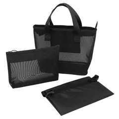 [alldeblue]スパバッグ サウナ 温泉バッグ メッシュ 小さめ ドライバッグとポーチ付き 3点セット 銭湯