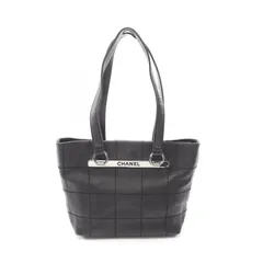 シャネル CHANEL トートバッグ チョコバー ブラック レザー カーフ（牛革） チョコバー トートバッグ レディース Used A