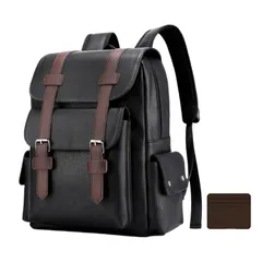 [KSTAMP] 大容量PUリュック pc リュック バックパック メンズ レディース 兼用 バッグ カジュアルリュック 15.6インチPC おしゃれ 人気 通勤通学出張旅行 撥水 (黒)