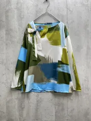 ZARA ザラ 変形ボウタイ ハケタッチプリント ブラウス シャツ 七分袖 sizeUSA M/カラフル  ■◆ レディース