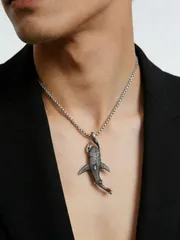 ジュエリー メンズ ネックレス 1個 メンズファッション ユニークなサメペンダントネックレス