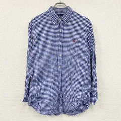 古着 used　Ralph Lauren　ラルフローレン　長袖シャツ　ボタンダウンシャツ　ギンガムチェック　青　ブルー　Lサイズ