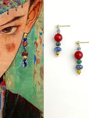 ジュエリー レディース イヤーアクセサリー 手作り 925スターリングシルバーペンダントイヤリング 1ペア、天然石ビーズタッセル ボヘミアンスタイルイヤリング、ヴィンテージデザイン、女性の日常着に適し、彼女への驚き