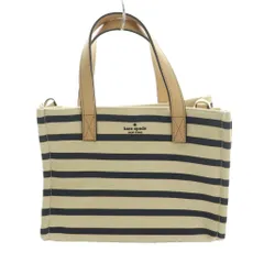 ケイトスペード KATE SPADE ハンドバッグ ボーダー柄 キャンバス アイボリー 紺 ネイビー /SS ■OS ■GY18