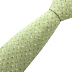 エルメス HERMES ネクタイ シルク 絹 シェーヌダンクル柄 レギュラータイ グリーン 7957 EA /FF ■GY19