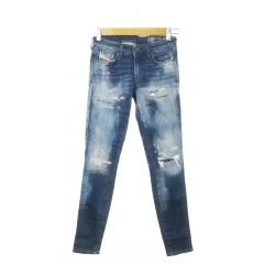 ディーゼル DIESEL GRACEY-T ジョグジーンズ デニムパンツ スキニー リペア加工 ウォッシュ加工 ダメージ加工 小さいサイズ W23 青 ブルー /MN7 ■GY18
