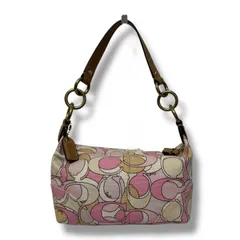 極美品 Coachコーチ  Y2K ~2008 SoHo ピンクパステルオプティックシグネチャー  ホーボーバッグ ワンショルダーバッグ