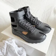 【新品未使用】Margiela×Reebok BK タビハイ38.5/24.5cm箱袋付き　マルジェラ×リーボック　限定品コレクション　オールブラック　ブラック　US6 ソックスコーデ　リーボッククラシック　希少品在庫　限定品　グラディエーター　タビ　希少在庫